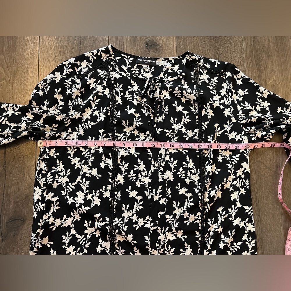 Karl Lagerfeld Black and White Long Sleeve Blouse Size XL - Picture 10 of 13